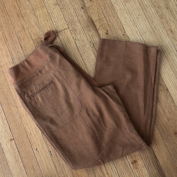 Soft surroundings Wide Leg Linen Cargo Pants Caramel - Picture 2 of 12